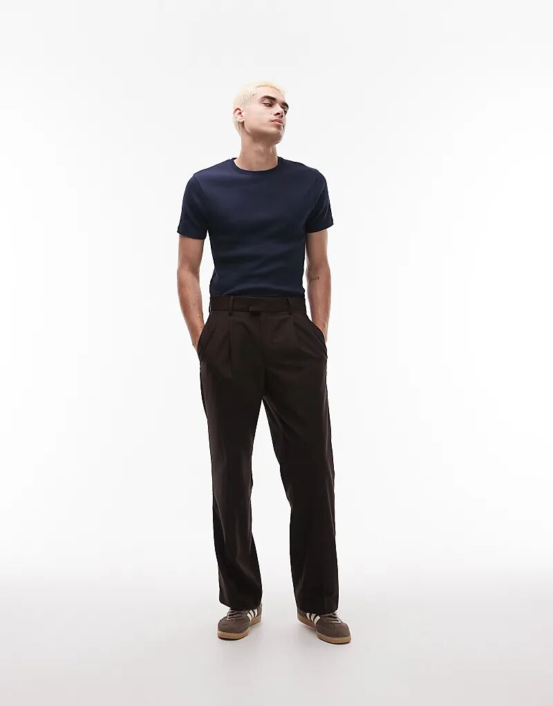 

Футболка Topman облегающего кроя в рубчик темно-синего цвета