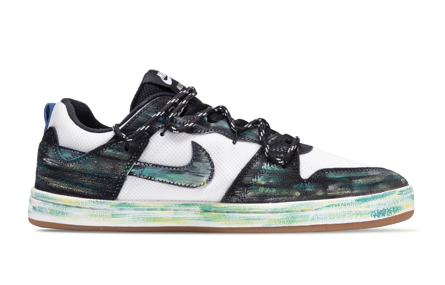 Nike Кроссовки для скейтбординга SB Alleyoop Ripple Slip Resistant Abrasion Resistant низкие детские черные green — фото 3