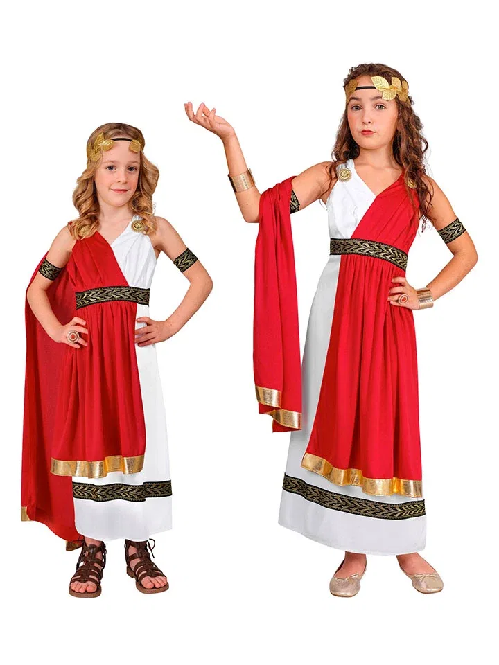 Костюм римской императрицы с блестками, Carnival Party, белый/красный/золотой