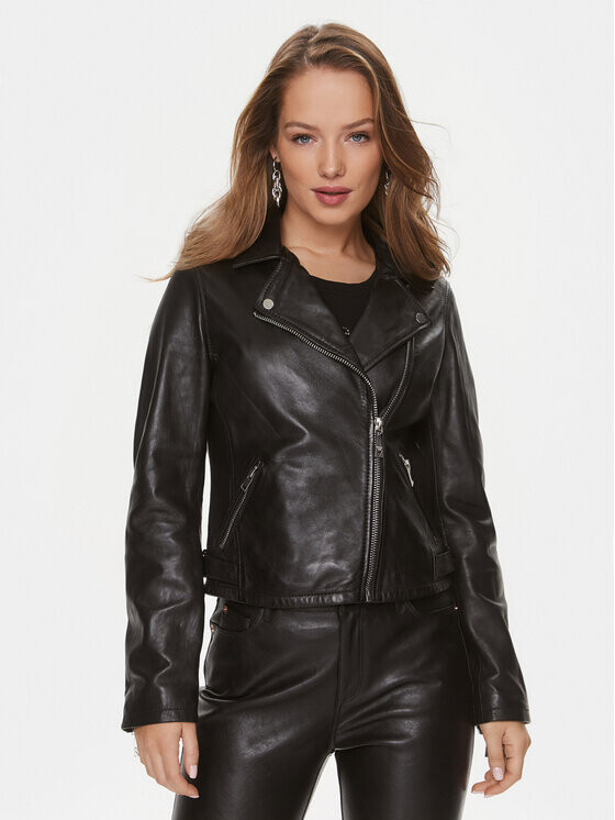

Кожаная куртка стандартного кроя Guess, черный