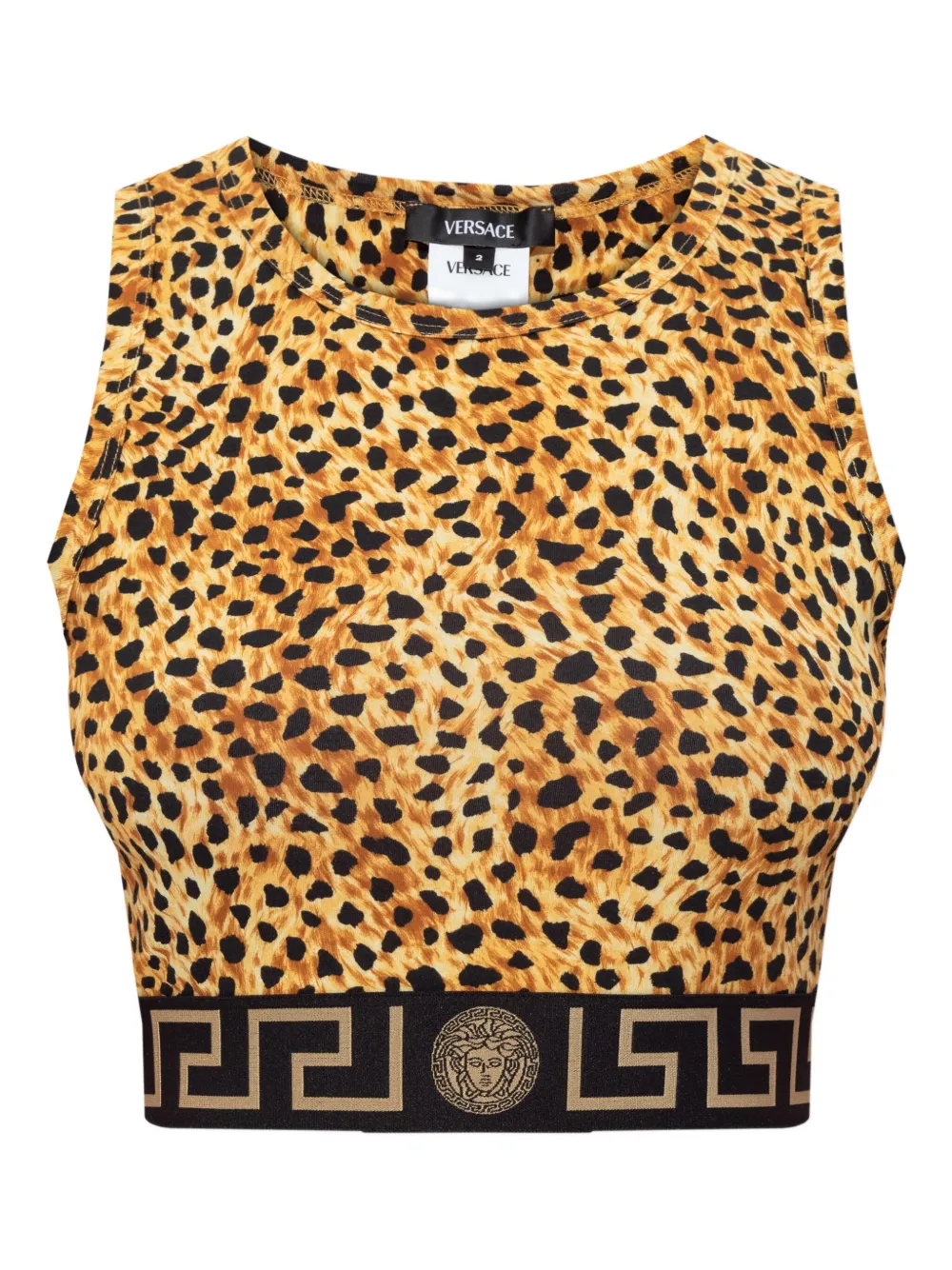 

Топ с леопардовым принтом и мотивом Медузы VERSACE, коричневый