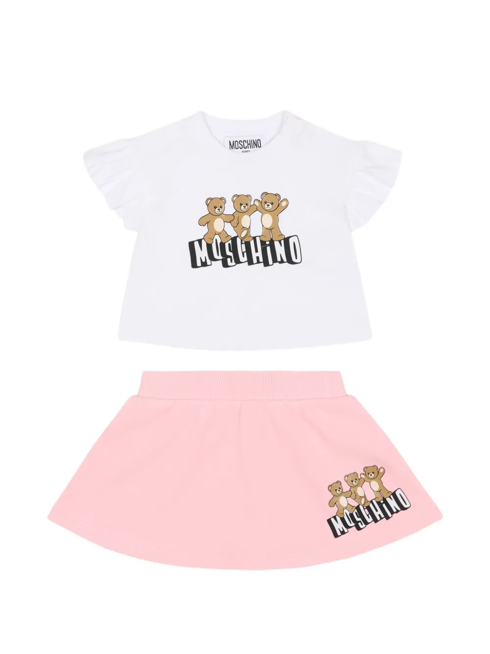 

Комплект с юбкой с логотипом Moschino Kids, белый