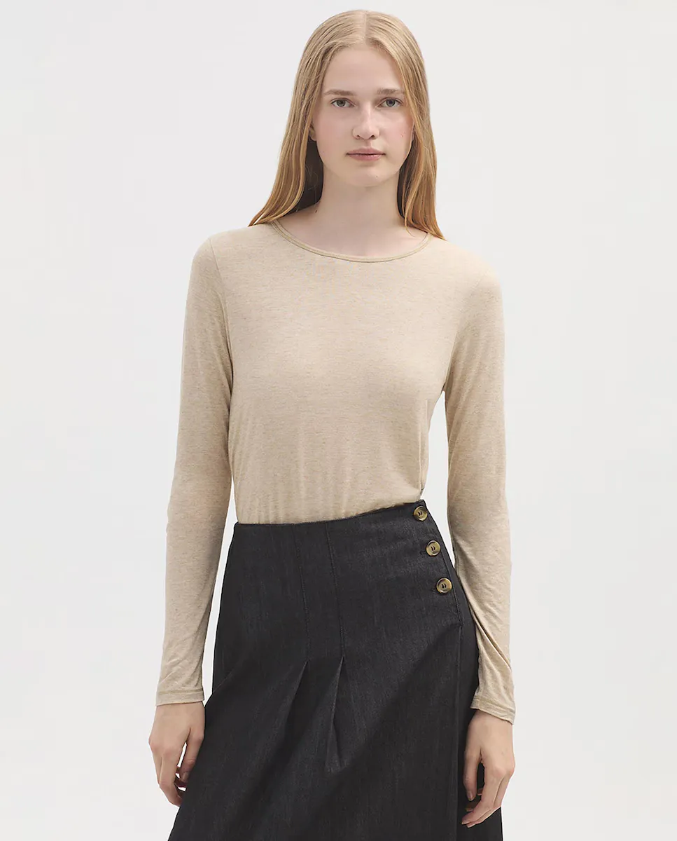 

Женская футболка с круглым вырезом и длинными рукавами Nice Things, бежевый