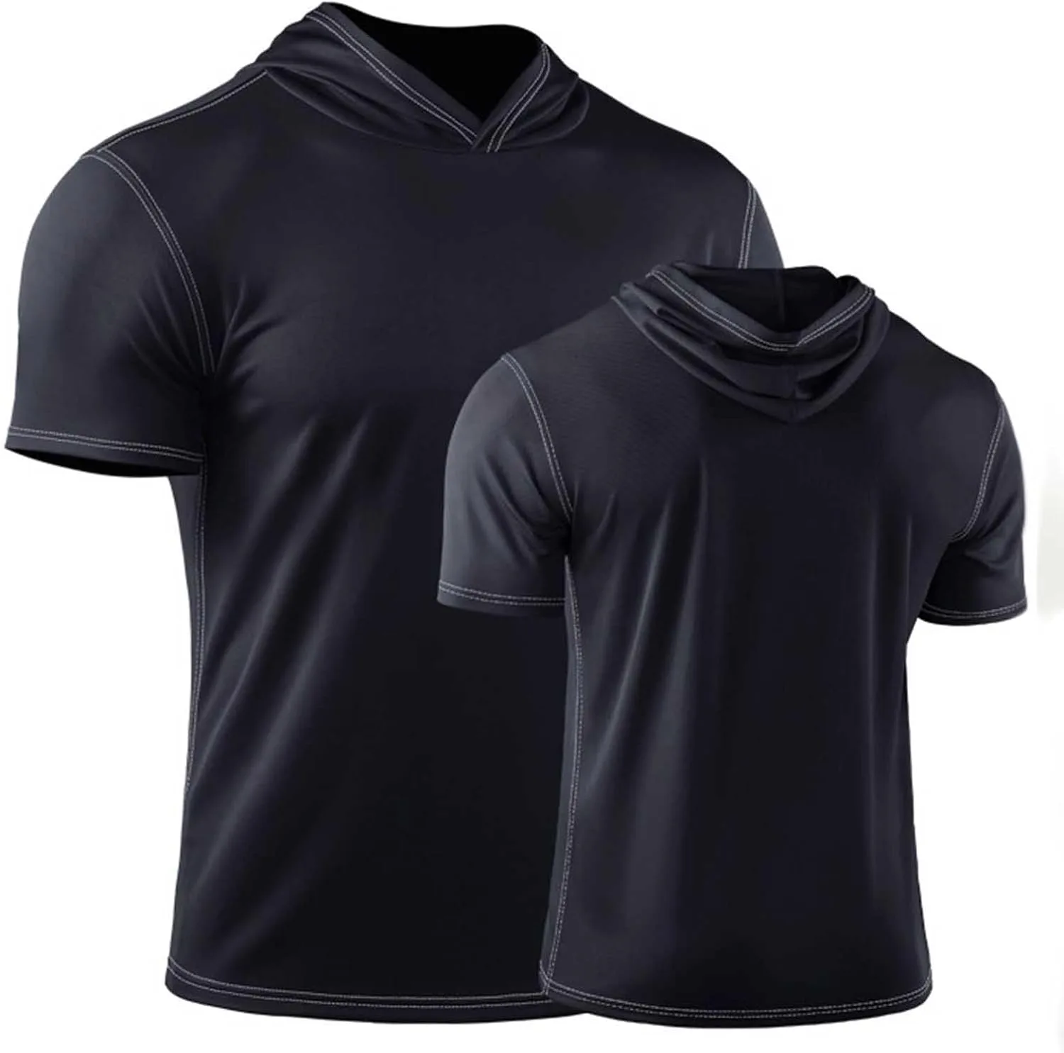 

Мужская футболка с капюшоном, короткий рукав, для тренировок