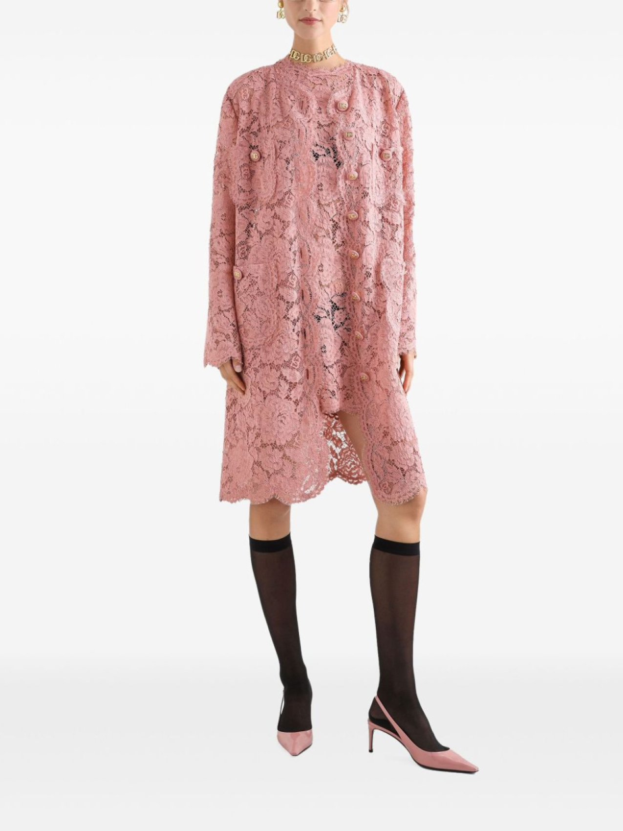 

Dolce & Gabbana кружевное платье мини, розовый