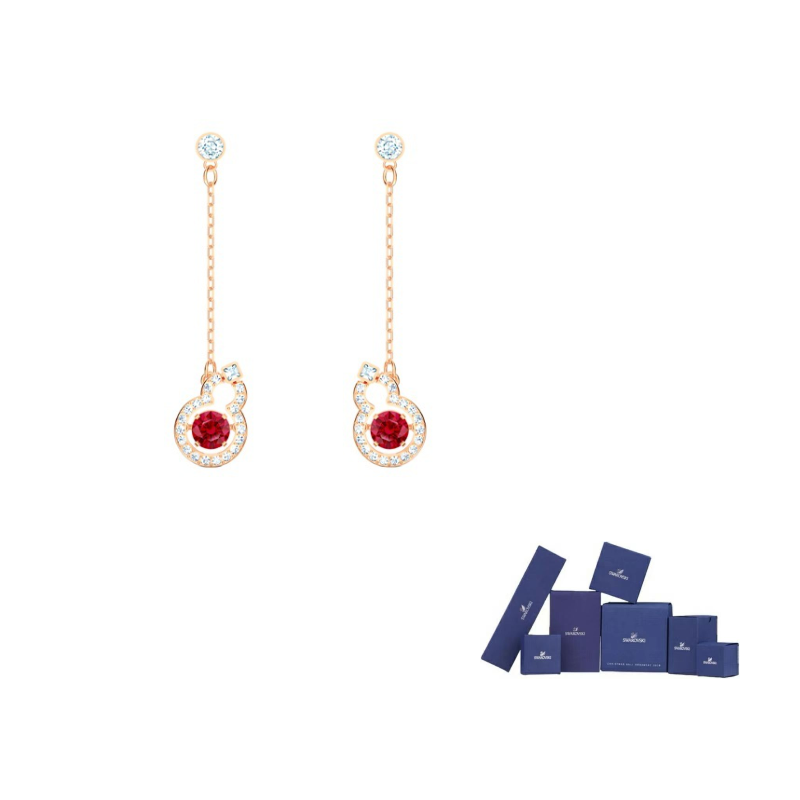 

Серьги Full Blessing Swarovski, красный/розовое золото