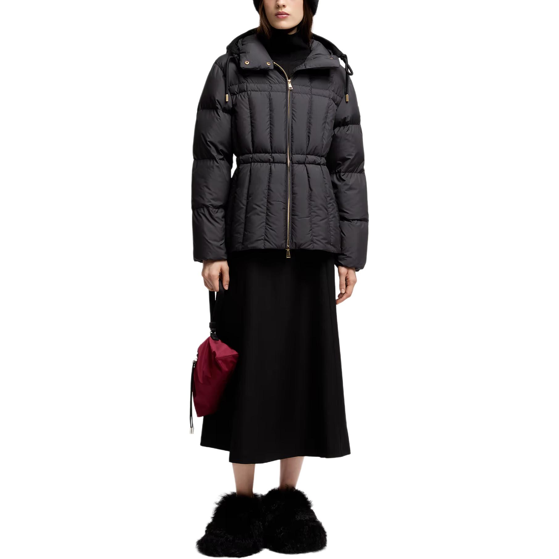 Эстон короткая стеганая куртка с капюшоном и пуховым наполнителем Moncler, черный — фото 3