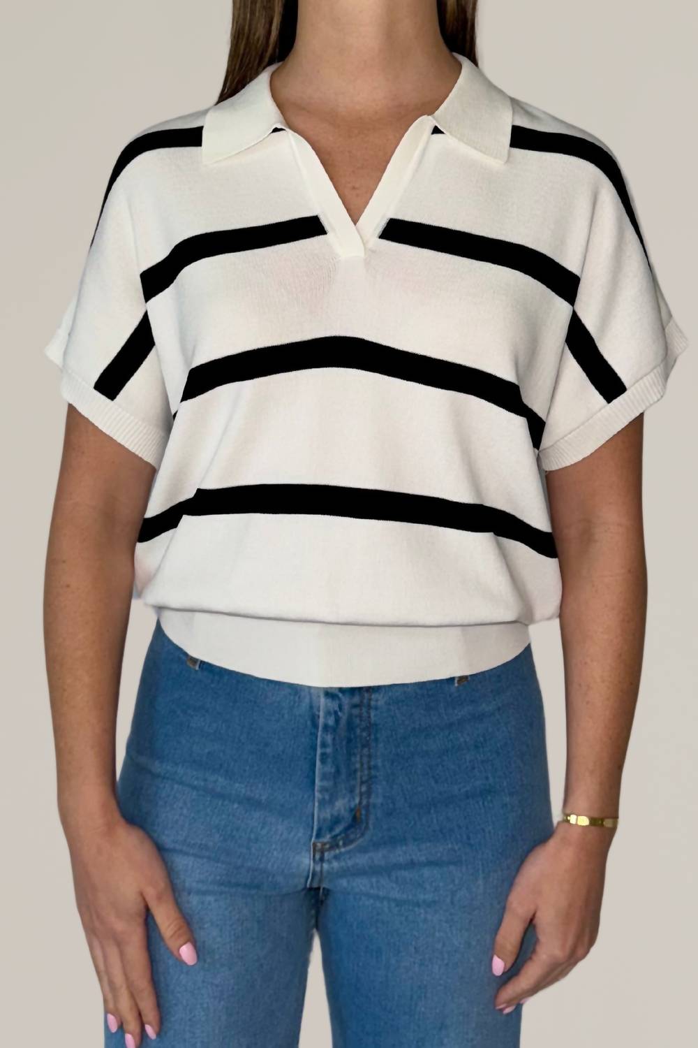 

Полосатый свитер с ребристым воротником белого цвета Urban Daizy, белый