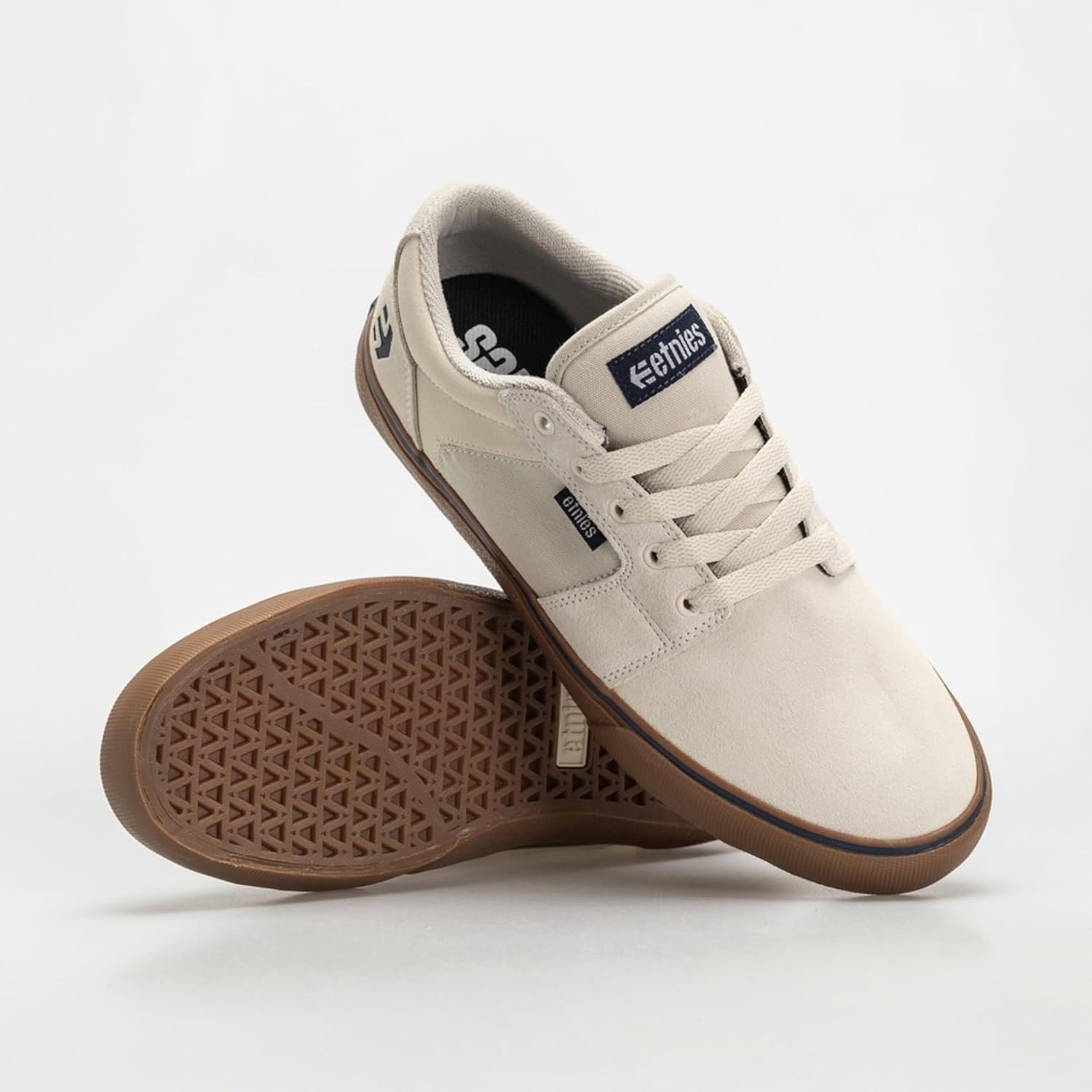 Кроссовки Etnies Barge LS - Классический скейтбордистский стиль, узкий вулканизированный силуэт, массивный бронированный воротник, усиленная вулканизация, амортизация, кроссовки на каждый день, белый/синий/темно-синий — фото 2