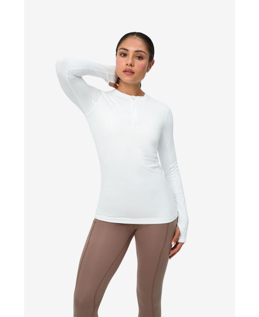 

Женская спортивная футболка с застежкой-молнией до середины груди и защитой от солнца UPF 50+ BloqUV, White