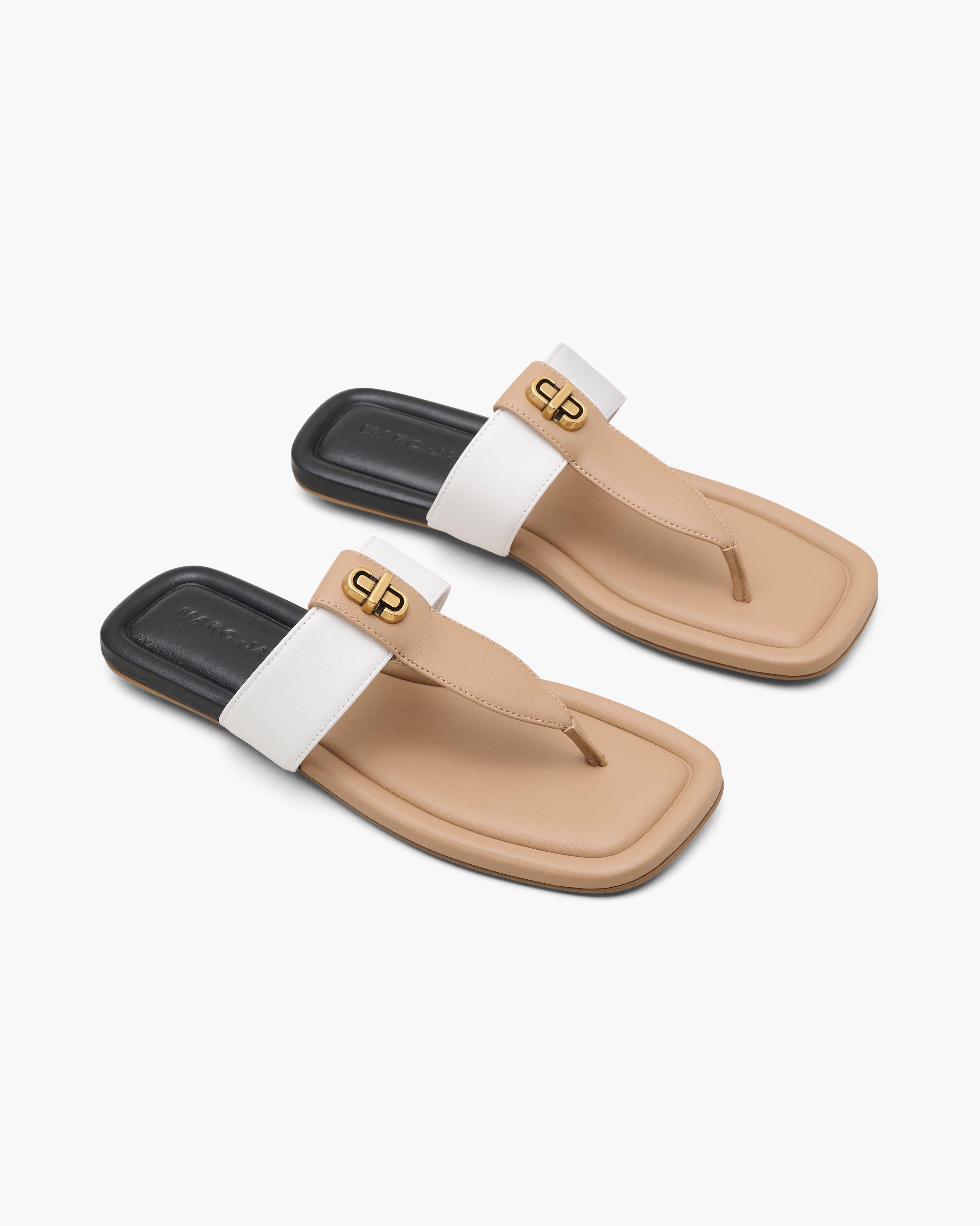 Сандалии с двумя Т-образными ремешками Colorblock Marc Jacobs, цвет Camel Multi