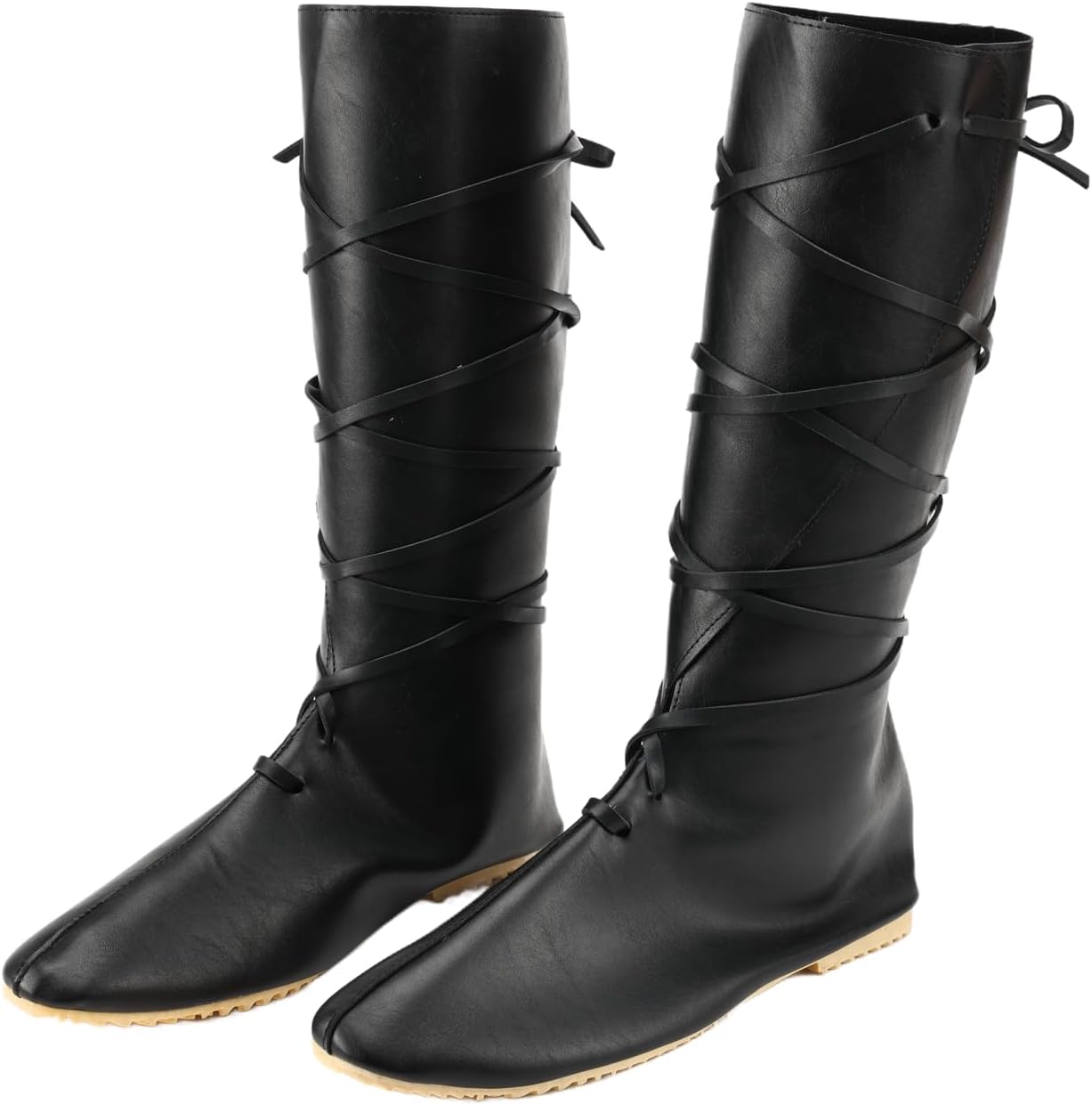 

Пиратские сапоги эпохи Возрождения, средневековья, косплей, Хэллоуин, мужские и женские, из искусственной кожи, средней высоты, на шнуровке, винтажные, сценические, викингские, завязанные сапоги Ciyasheh, черный