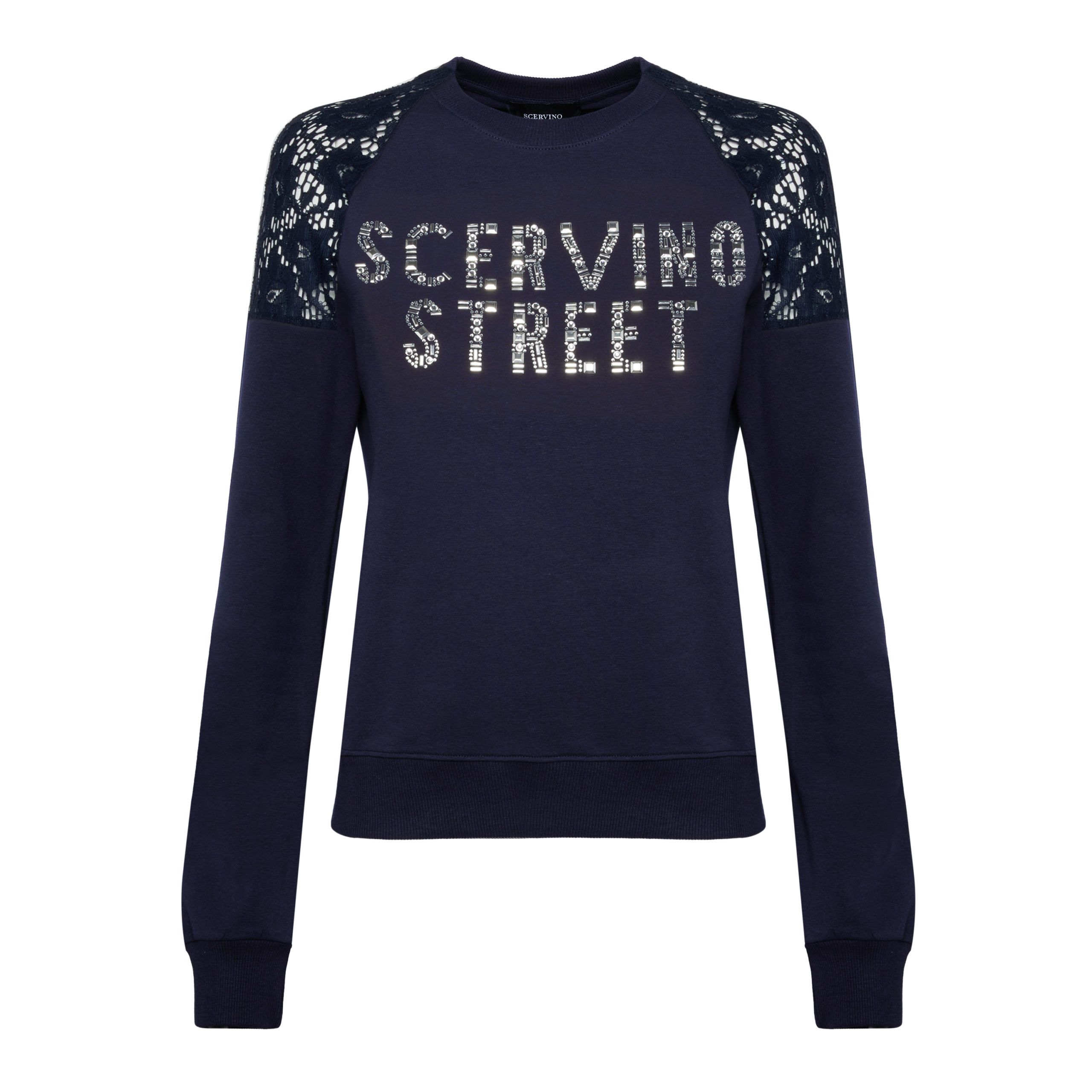 

Синий хлопковый женский свитер Ermanno Scervino