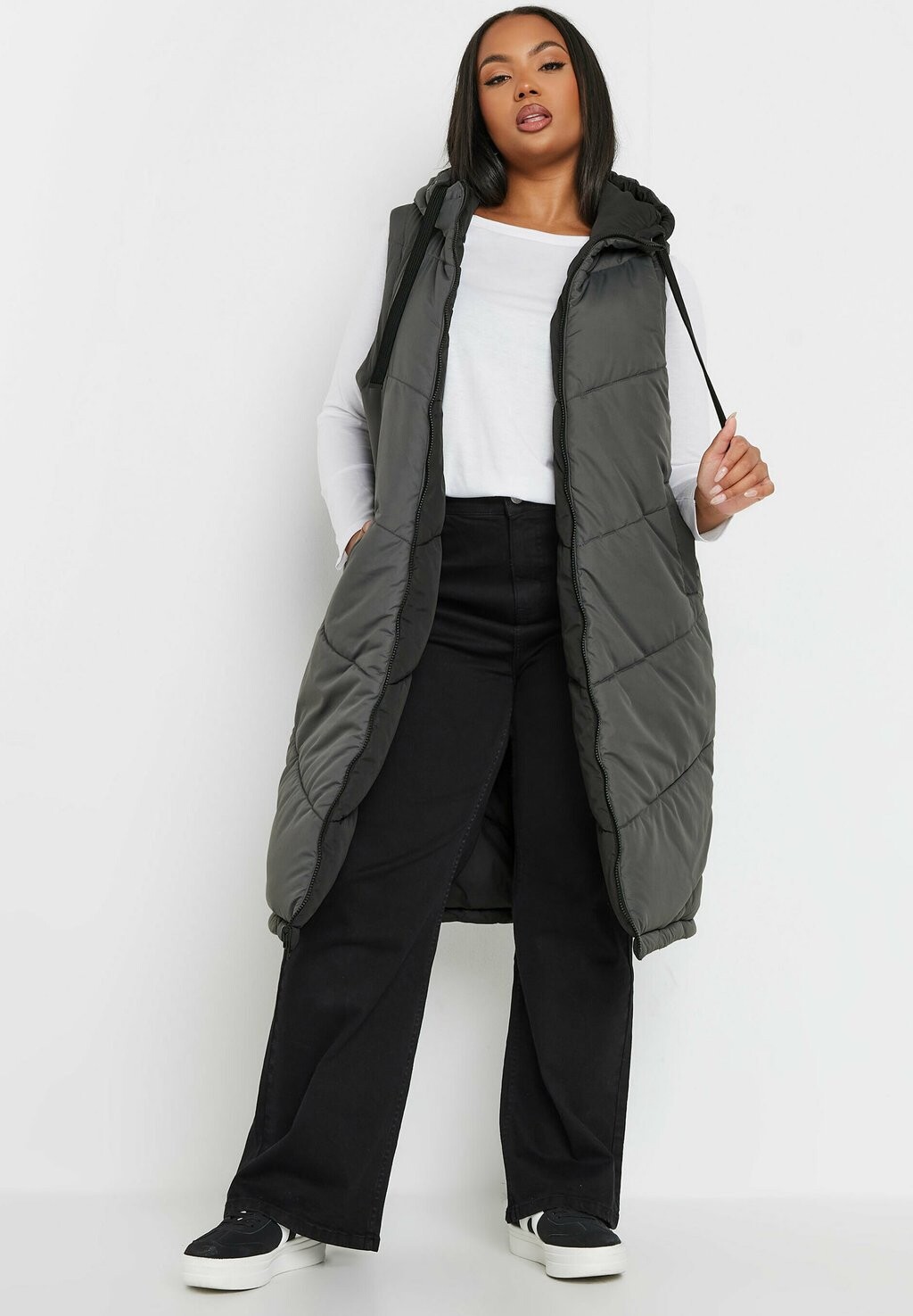 

Жилет REVERSIBLE QUILTED HOODED Yours Clothing, антрацит