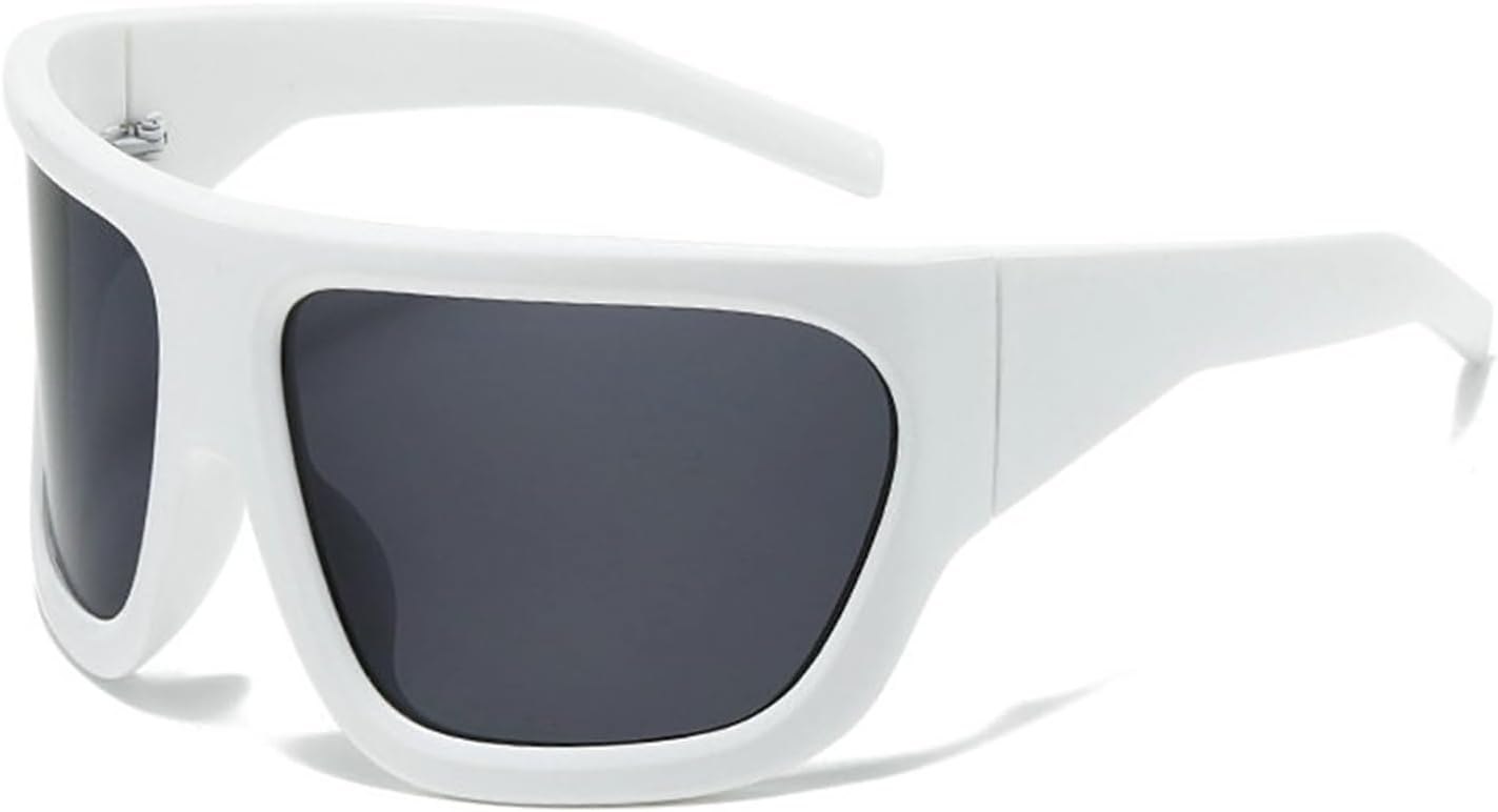 

Солнцезащитные очки Willochra Y2K Wave Mask для женщин и мужчин, большие, серебристые, с зеркальными линзами, футуристический дизайн, стильные дизайнерские очки, White