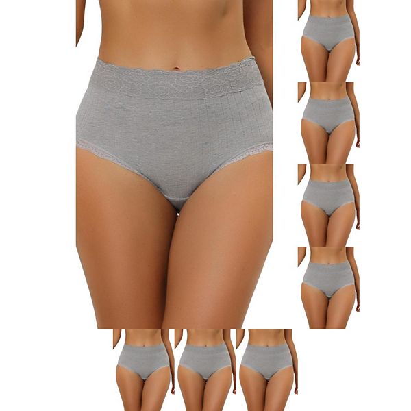 

8 пар женских трусиков с высокой талией, утягивающие живот, комфортные с кружевной отделкой и резинкой Inspire Chic, Gray