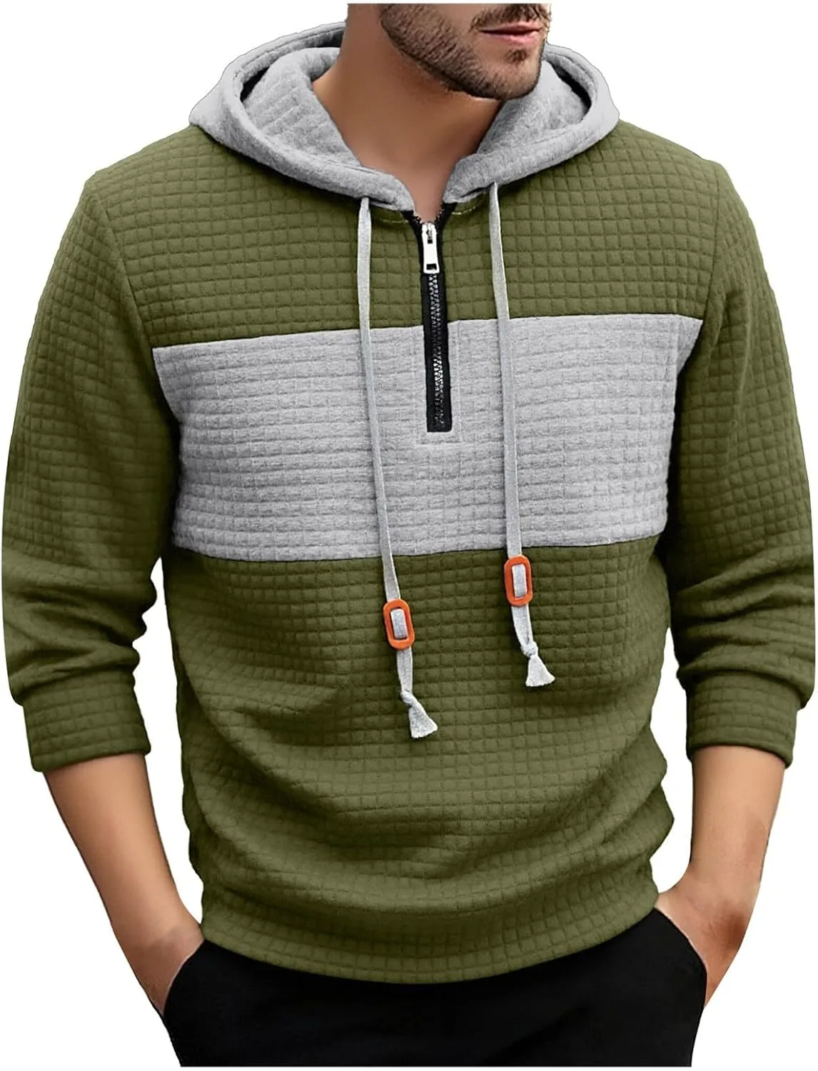 

Толстовка с капюшоном для мужчин Color Block Slim Fit с молнией на четверть