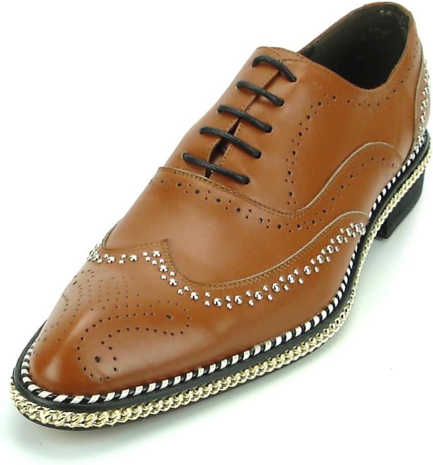 

Мужские кожаные туфли FI-7201 с крыльчатым носком и шнуровкой Fiesso By Aurelio Garcia, Tan