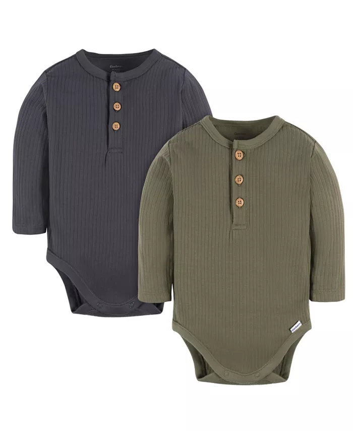 

Боди для мальчиков с длинным рукавом в стиле Henley, 2 шт Gerber, зеленый