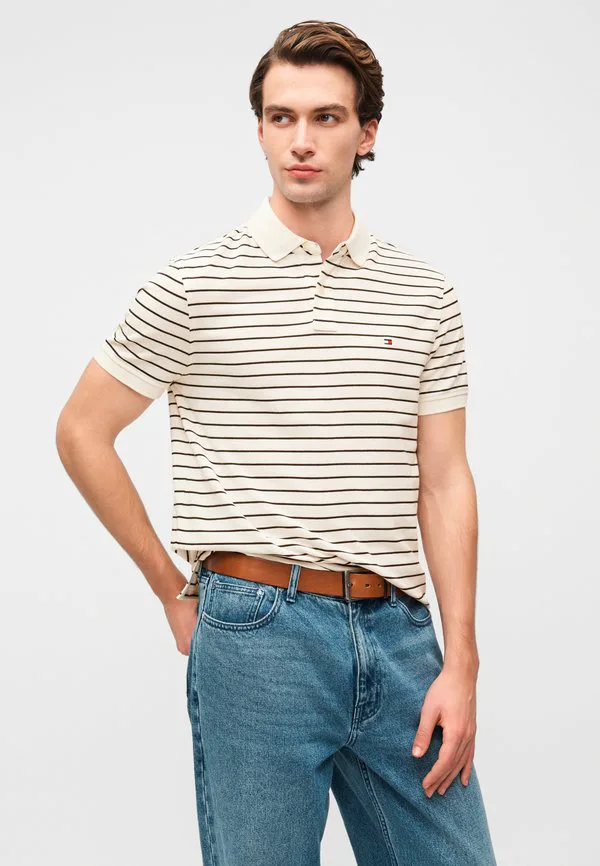 Рубашка-Поло из пике стандартного кроя 1985 года Tommy Hilfiger, Ivory Petal/Black — фото 4