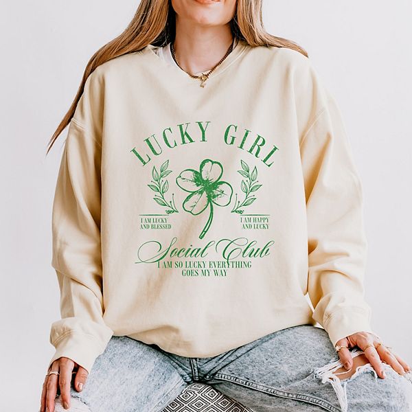 

Lucky girl social club clover - женский легкий свитшот garment dyed Simply Sage Market, Ivory