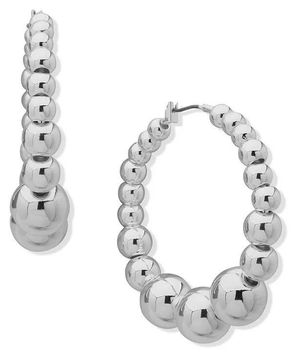 

Серьги-Кольца в форме сферы серебристого тона с медным покрытием Nine West, silver