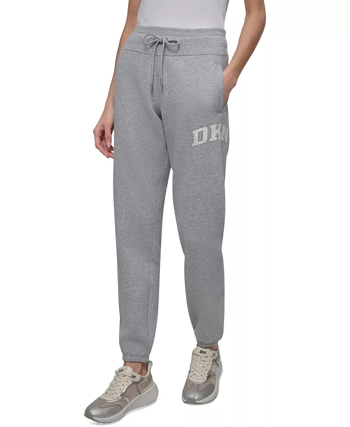 

Женские спортивные джоггеры с расслабленным кроем и логотипом из страз DKNY, серый