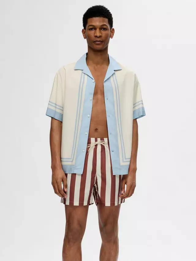 

Шорты для плавания SELECTED HOMME Stripe, цвет burnt/henna/egret