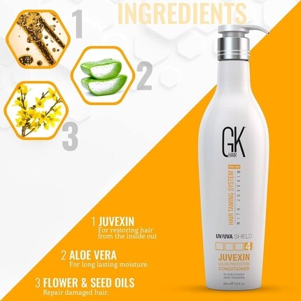 Кондиционер Global Keratin Color Shield, 22 жидких унции, 650 мл — Глубокое очищающее тепло и термозащита для окрашенных сухих, поврежденных вьющихся волос — Без парабен-сульфата, унисекс, Gk Hair — фото 3