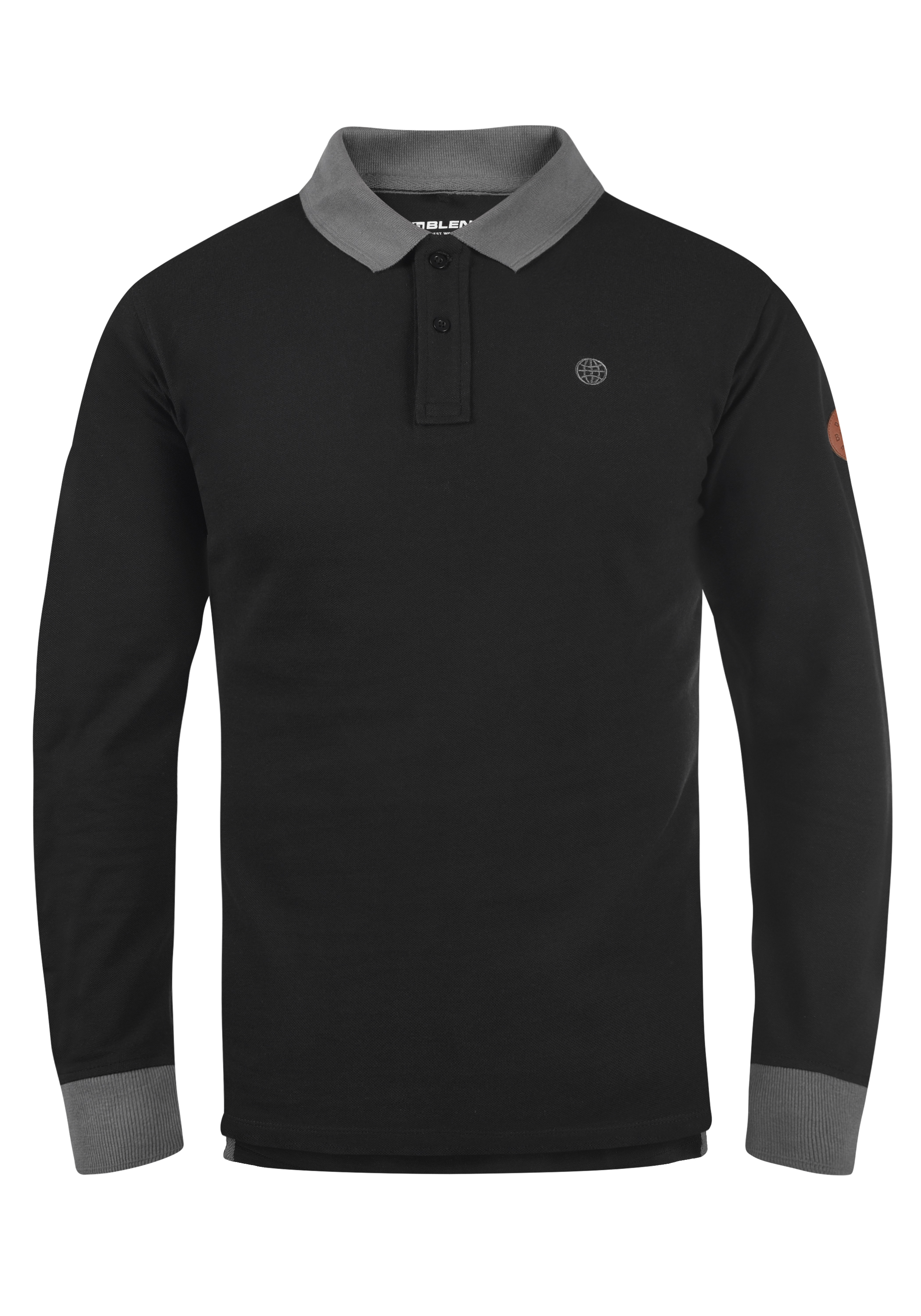 

Лонгслив BLEND Langarm Poloshirt, черный