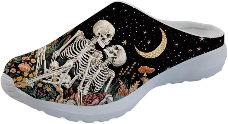 

Женские слипоны-мюли Forchrinse с милым Санта-Клаусом, мужские садовые сабо, сетчатые прогулочные туфли для повседневной носки, работы и спортзала, Skeleton Moon Star