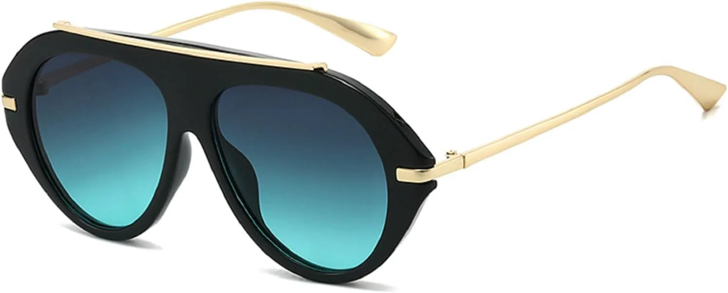 

Ретро-солнцезащитные очки большого размера квадратной формы для женщин и мужчин, модные прямоугольные очки-пилот, винтажные очки в стиле 70-х mincl, Grey Blue