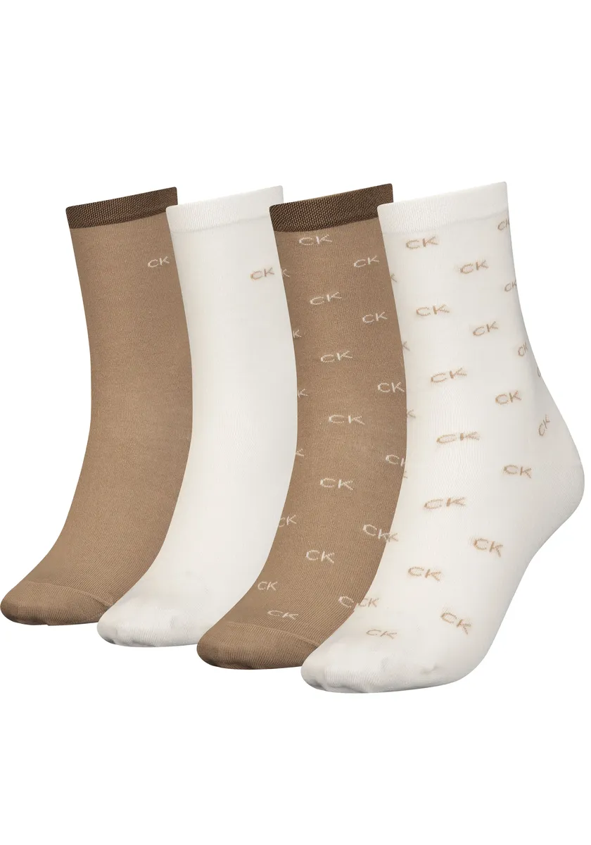 

Носки Calvin Klein (4 шт.) с изящным выплетенным логотипом, цвет Camel Combo