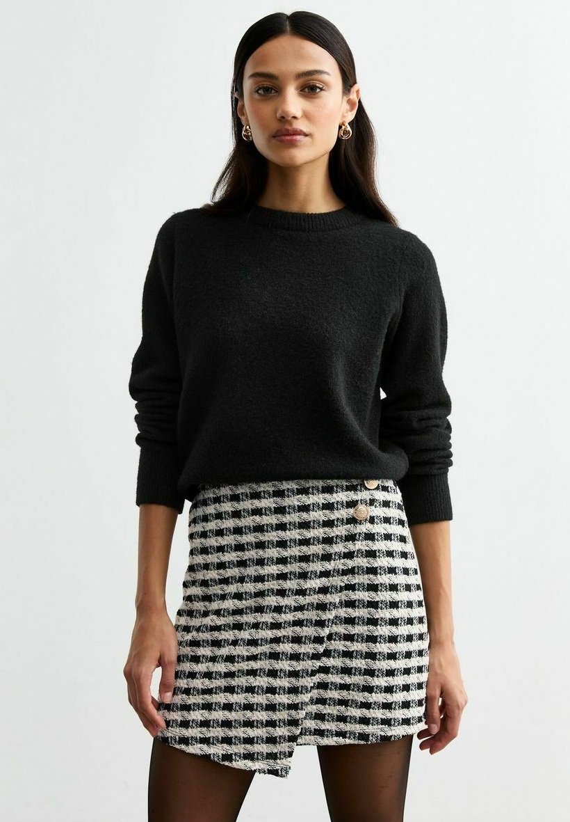 

Мини-юбка CHECK PATTERNED BOUCLE WRAP New Look, черный