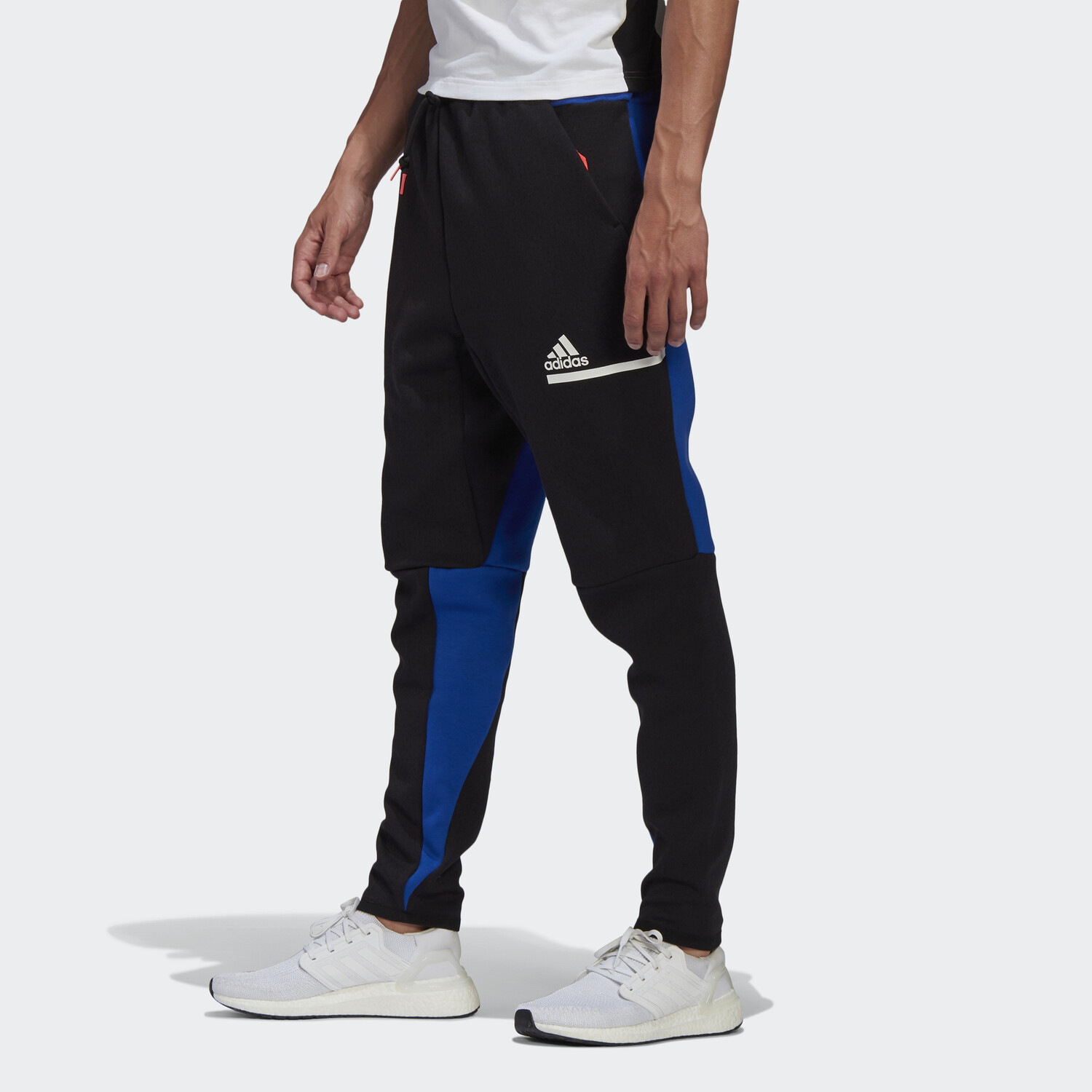 Трикотажные спортивные штаны мужские черные/синие Adidas, черный/синий — фото 3