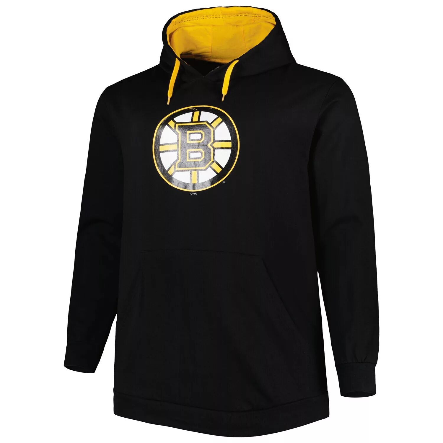 

Мужской черный флисовый пуловер с капюшоном и логотипом Boston Bruins Big & Tall