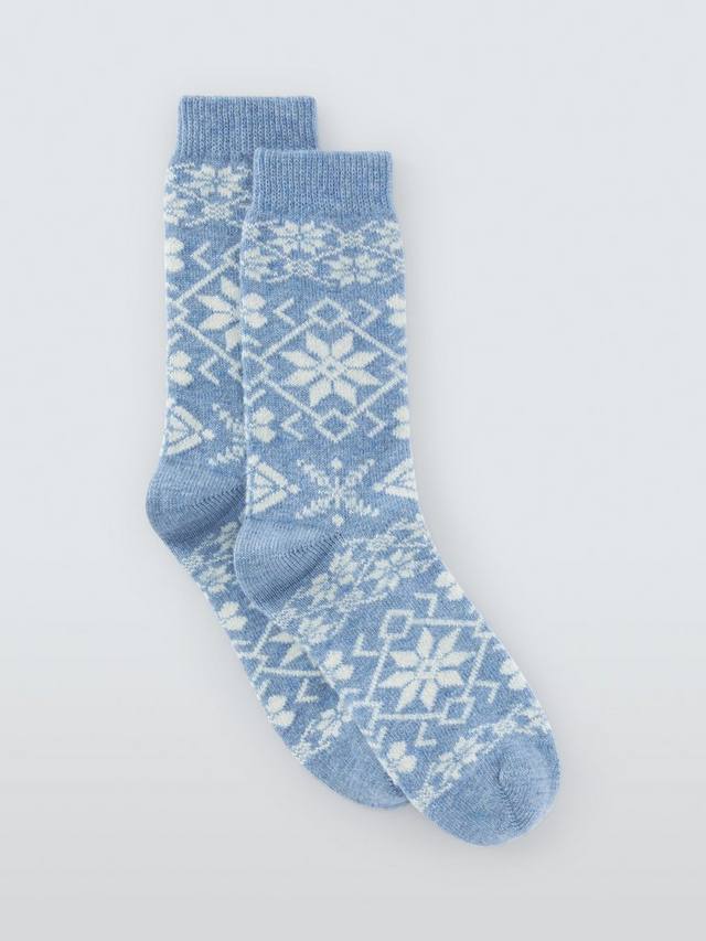 

Носки Snowflake из шерсти с кашемиром John Lewis, Bright Blue