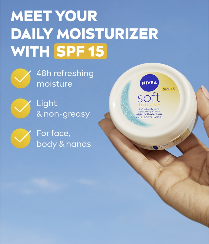 Мягкий ежедневный УФ-крем против высыхания для тела и лица Nivea, spf 15 100 мл — фото 2