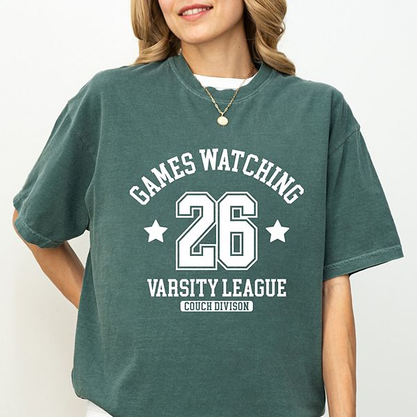 

Футболка женская Games watching varsity league Simply Sage Market, Blue Spruce