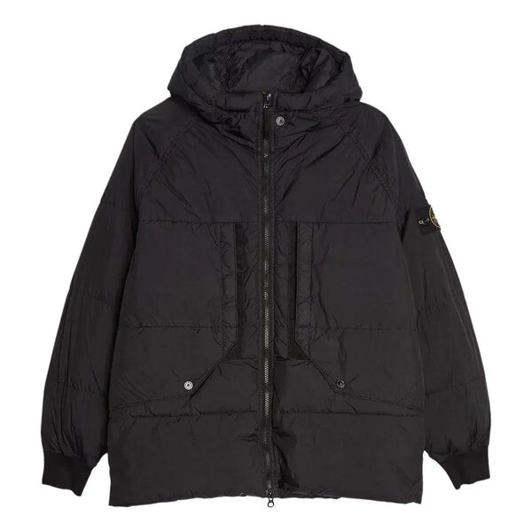 

Куртка crinkle reps hooded down jacket 'black' Stone Island, черный