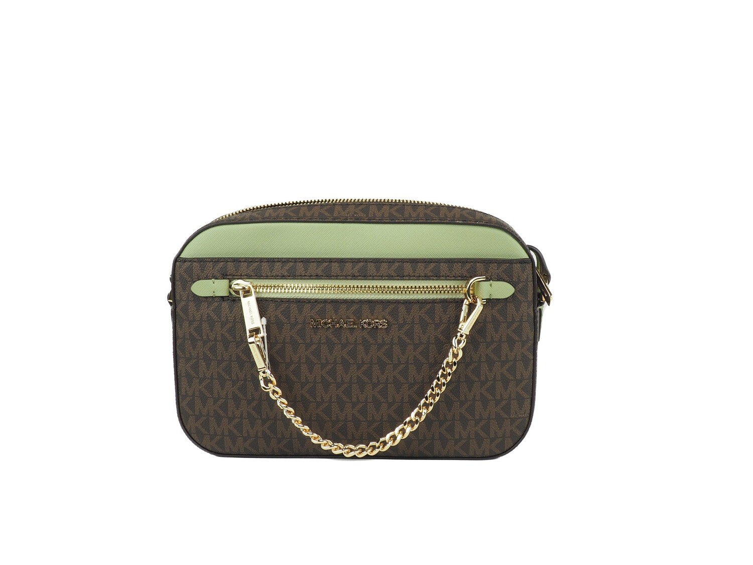 

Michael Kors Jet Set Большая женская сумка через плечо EW Sage из ПВХ с цепочкой и молнией, мультиколор