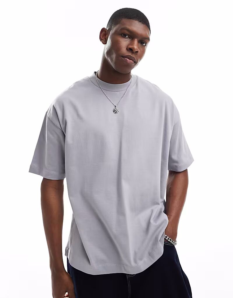 

Футболка оверсайз ASOS DESIGN плотная серого цвета - СЕРАЯ