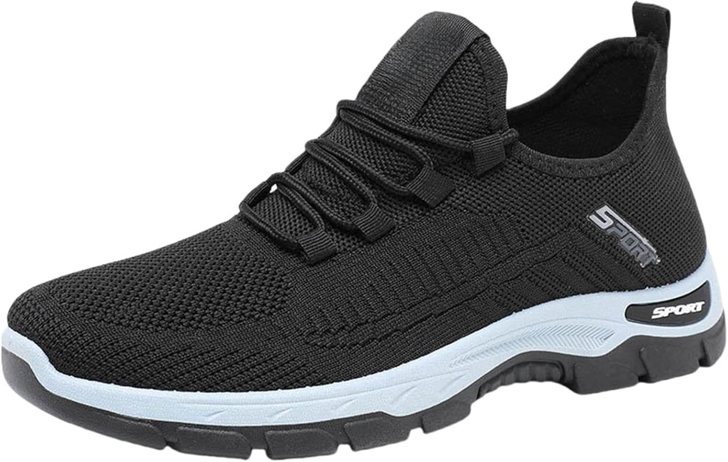 

Мужские сетчатые дышащие повседневные кроссовки с подошвой для бега, нескользящие носочные спортивные летние легкие базовые кроссовки Generic, черный