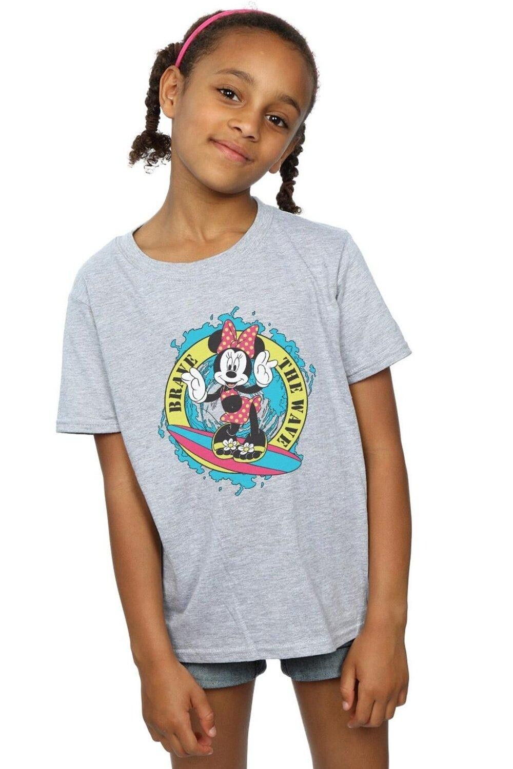 

Хлопковая футболка Minnie Mouse Brave The Wave Disney, серый