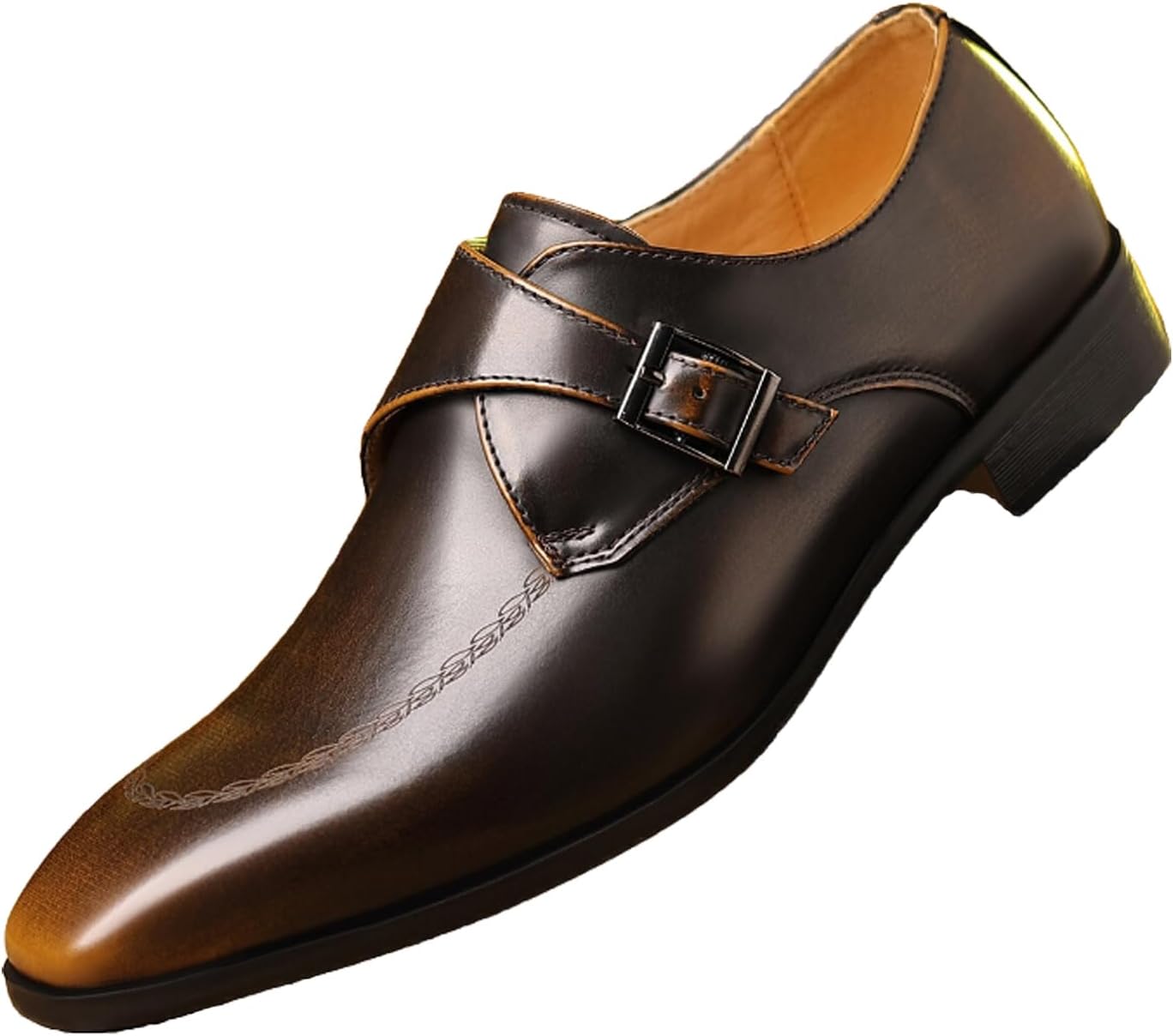 

Мужские лоферы с монк-ремнем, модные классические туфли без шнурков, деловые повседневные, офисные, свадебные, формальные туфли к смокингу из кожи Enoegmsd, коричневый