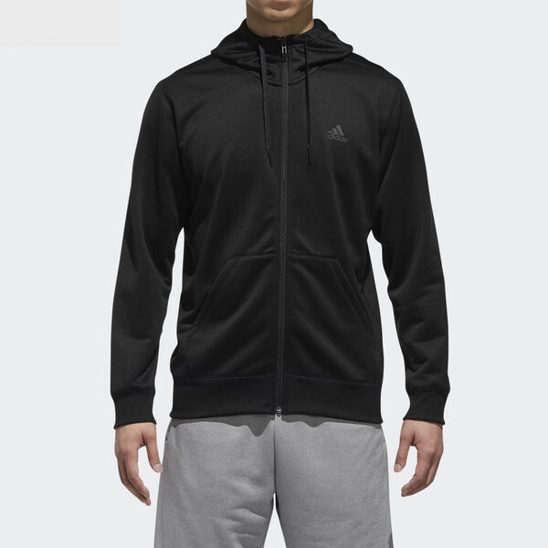 Куртка men's sports stylish hooded knit jacket black Adidas, черный — фото 3