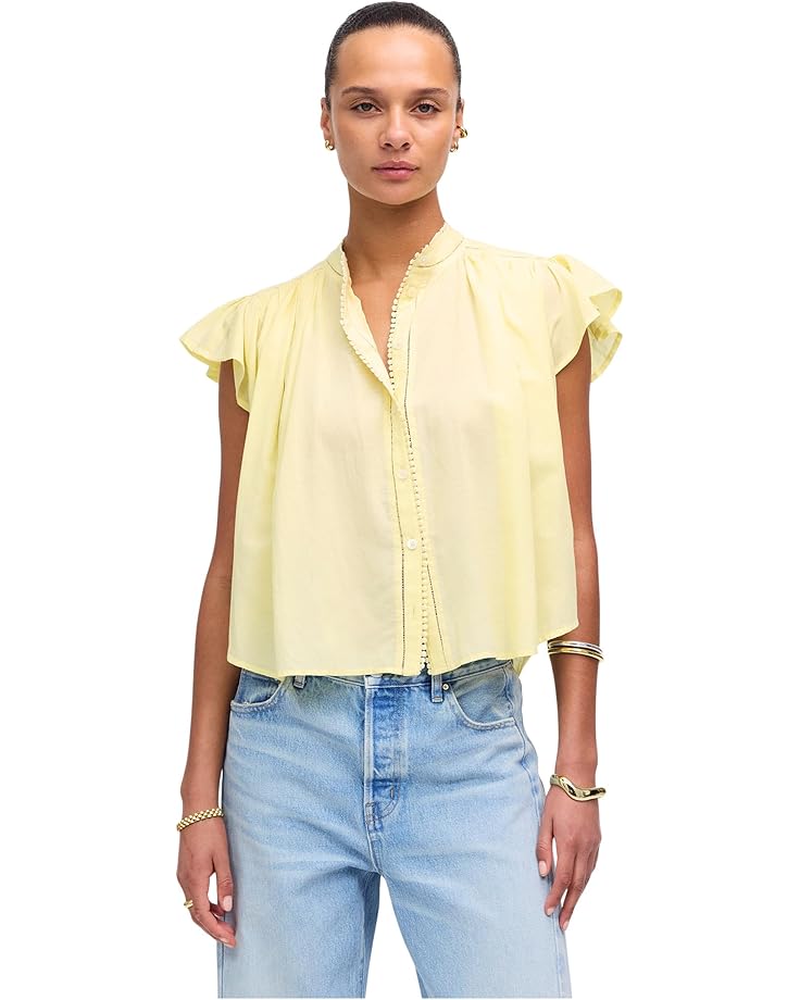 

Топ Madewell Alana Top In Cotton Viscose Voile, цвет Iced Lemon