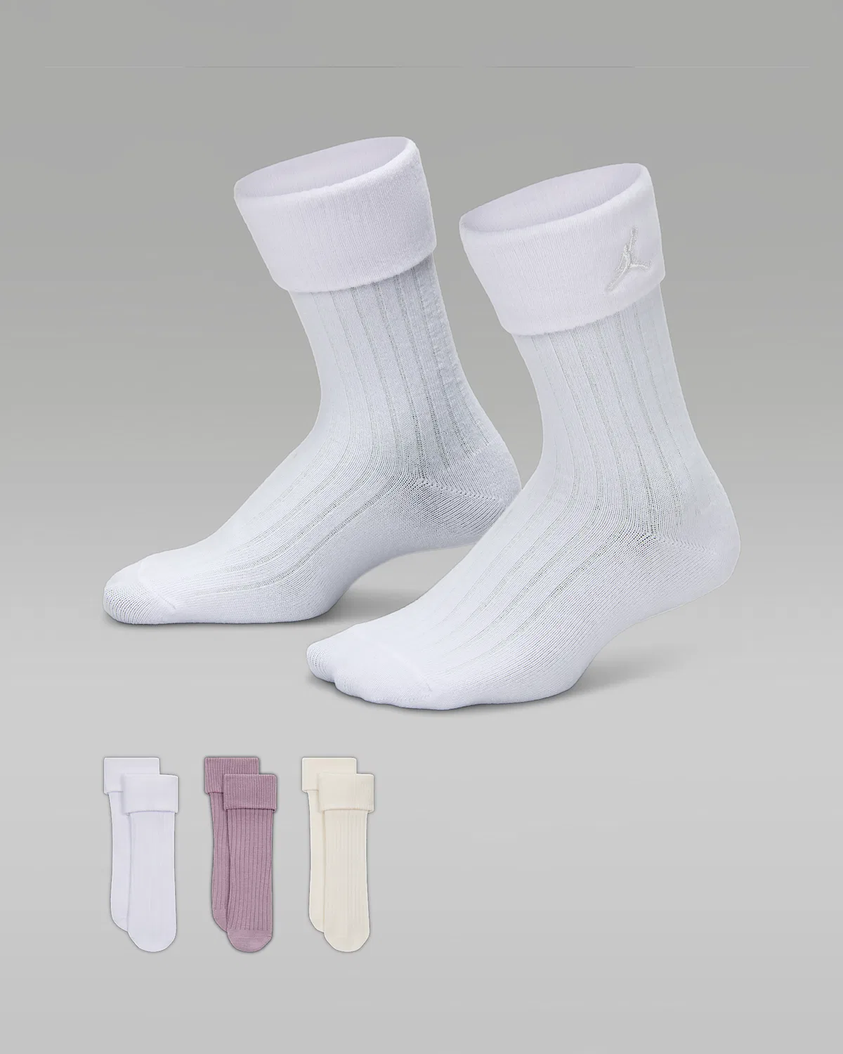 Детские носки Jordan Foldover Micro Crew (3 пары), Pale Ivory