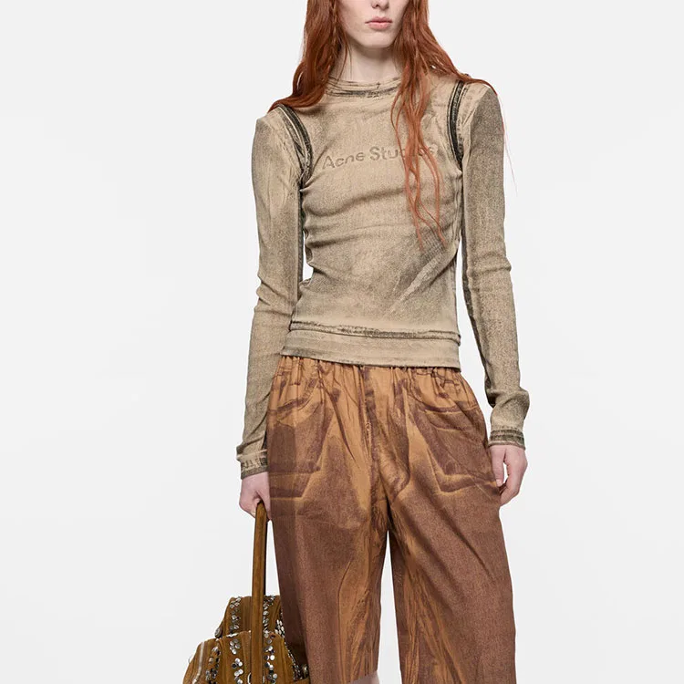 Футболка оверсайз Acne Studios тыквенно-оранжевая — фото 4