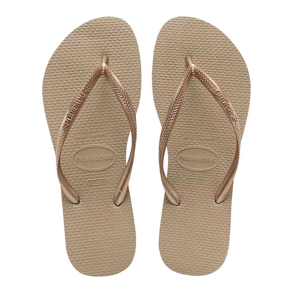 Женские тонкие шлепанцы Havaianas, золотой
